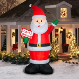 Juldekorationer Uppblåsbar dekoration utomhusblåsbara ämnen 10 fot Santa med Merry Sign 2024 Ornament 231121