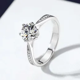 Moissanite Sterling Sier Engagement Wedding Ring Female Suitable for Banquet Party Official Ocns Anniversary Gift