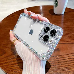 Mobiltelefonfodral Luxo Glitter Bling Diamante Cristal Transparente Claro Caso Macio Para iPhone 14 13 12 11 Pro Max X S XR 7 8 Plus Mini SE3 CAPA J230421