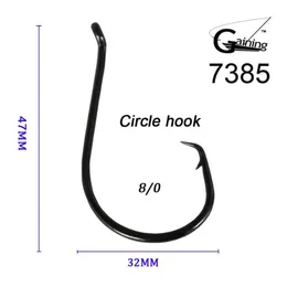 50st 8 0 Högt kol rostfritt stål Kemiskt skärpad bläckfisk Circle Ocean Fishing Hooks 7385 Ocean Fish Hook2908