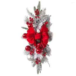 Flores decorativas durável arco pendurado ornamento escada de natal vermelho loja janela peitoril balaustrada azul árvore pano lareira