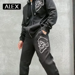 Broek Alex Plein zweetwedstrijden schedels borduurwerk broeken heren Mens mode streetwear hiphop heren kleding vrijetijdslijtage 100% katoen 2021