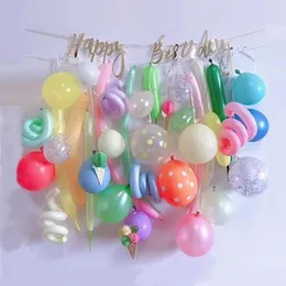 Parti Dekorasyon Ins Pastel Pembe Dondurma Mutlu Yıllar Banner Kit Sihirli Balon Kemeri Bebek Duş Kore Stil Zeminleri GoLobs