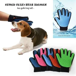 Pet Grooming Dog Cat Massage Bath Clean Gloves 3D Mesh TPR Gloves Brush 5 Färger med Retail Box DKNAD