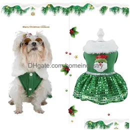 Abbigliamento per cani Abbigliamento per cani Abbigliamento natalizi per animali domestici Alce Babbo Natale Con paillettes calde Consegna a goccia Giardino domestico Forniture per animali Forniture per cani Dha0Q