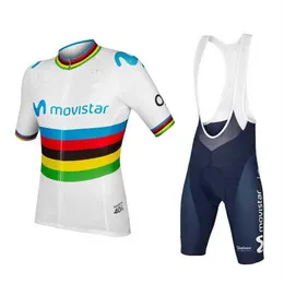 2019 Movistar Cycling Jersey Maillot Ciclismo Short Sleeve 및 Cycling Bib Shorts Cycling Kits Strap Bicicletas O19121701237Q