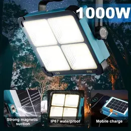 SuperBright Solar Lights 1000Watt Portable Camping Tent Lamp USB RADUREBLE LED Solar Flood Light Outdoor Waterproof Work Reparation337Y