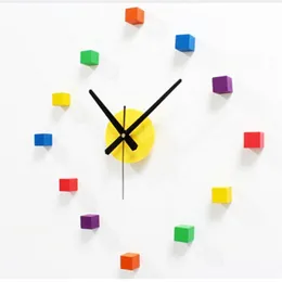 Original muted colorful brief stickers wall clock creative DIY bedroom living room wall sticker clock watch cute home decoration154b
