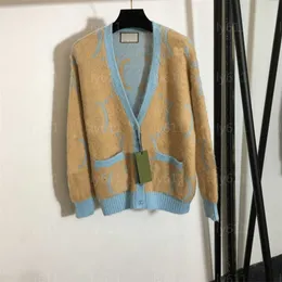 여자 디자이너 스웨터 가디건 팜스 du 당김 여자 의류 패션 편지 G 색깔 긴 소매 v- 넥 모헤어 코트 가을 스웨터 니트 코트