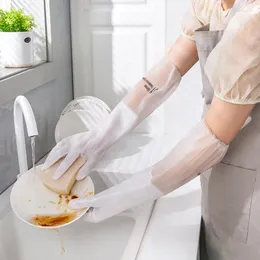 Tek kullanımlık eldivenler 1 çift dayanıklı ev mutfak bulaşık yıkama ev işleri ince çamaşırlar su geçirmez uzatılmış temizlik tanrıları