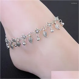 Anklets Anklets Summer Style Leaf Tassel Anklet For Women Beach Fashion Retro Metal Water Drops Body Jewelry Drop Delivery Jewelry Dhd5V