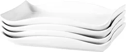 Conjunto de 10 "x7" de 4 bandejas de design elegantes e curvas que servem placas modernas pratos retangulares, branco