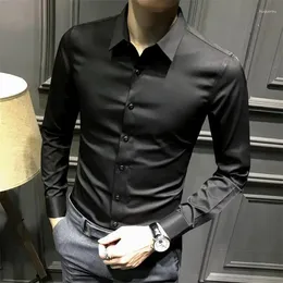 Men's Casual Shirts Autumn Fashion Standard-fit Long Sleeve Shirt Solid Slim Fit Male Social Placket Formal Business Dress H47