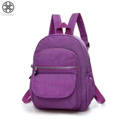 야외 팩 미니 배낭 방수 나일론 방향 학교 여행 학교 책 가방 어깨 지갑을위한 여자 소녀를위한 어깨 지갑 (보라색)