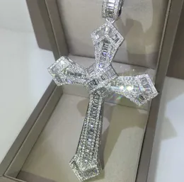 Colares de pendentes 14k Gold Long Diamond Cross 925 Sterling Silver Party Wedding S colar para homens Homens Moissanite Jewelry Gree