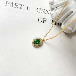 Dubai Saudi Luxury Gold Jewellery 925 Sterling Silver Emerald Green CZ Necklace for Women