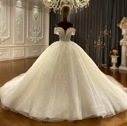 2024 Luxury Ball Gown Wedding Dress Off the Shoulder Sweetheart Beading Tulle Lace Up Bride Gowns Vestido de Novia Casamento Custom Made Made