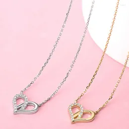Łańcuchy puste miłosne naszyjniki sercowe luksusowa biżuteria cyrkonowa dla kobiet dziewczyna 2023 Koreańskie modne akcesoria romantyczne