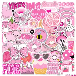 Car Stickers Cute Pink Stickers Aesthetic Trendy Car Sticker Laptop Water Bottle Phone Pad Guitar Bike Lage Decals For Kids Girls Drop Dhr53