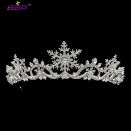 Wedding Hair Jewelry Austrian Crystals Women Princess Snowflake Tiara Crown Bridal Wedding Christmas Hair Jewelry Accessories SHA8756 231121