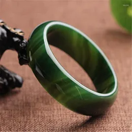 Bangle Jade Bangles Wholesale Högkvalitativ naturlig gräsgrön agatkvalitet smal strip bred armband smycken