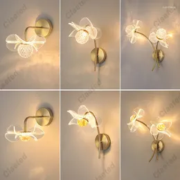 Wall Lamps Flower Led For Living Room Bedroom Bedside Sconce Light Modern Hallway Restaurant Background Decoration Lighting Deco