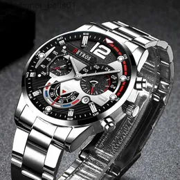 Autres montres 2022 Mode Mens ES Luxe en acier inoxydable Quartz Bracelet Calendrier Lumineux Horloge Hommes Business Casual LeatherL231122