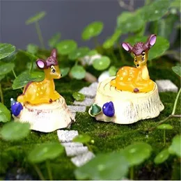 Projetos veados animais fadas jardim miniaturas mini gnomos musgo terrários resina artesanato estatuetas para decoração de jardim2486