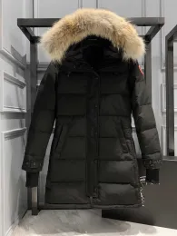 디자이너 캐나다 거위 미드 길이 버전 복 포어 다운 여성 재킷 파카 겨울 따뜻한 코트 바람 방향 스트리트웨어 C1