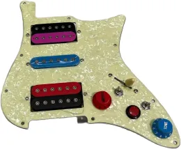 HSH Pre-Wired Guitar Pickup Guard Humbucking Pickup Set, Multi-Switch Alnico Pickups, Buller Reduction Switch (Color Pearl)