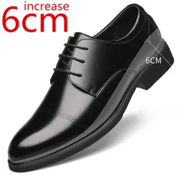 Sapatos de vestido Altura aumentando homens elevador mais alto 6cm palmilha invisível para homens diários aumentar aumento de casamento oxfords escritório masculino 231121