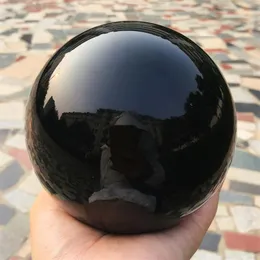 2020 1st Natural Heavy Natural Black Obsidian Sphere Large Crystal Ball Healing Stone Foe Home Decoration234i