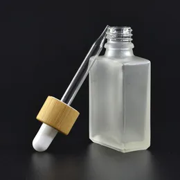30ml Clear/Frosted Glass Dropper Bottles Liquid Reagent Pipette Square Essential Oil Perfume Bottles Smoke oil e liquid Bottles Bamboo Lalc