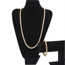 Hiphop Bling Kettingen Sieraden Heren Enkele Rij Gouden Armbanden Iced Out Tennisketting Strass Armband Necklace252R