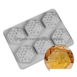 Baking Moulds Honeycomb Mold 6 Holes Honey Bee Sile Diy Handmade Cake Soap Mod Candle Candy Chocolate Mods Drop Delivery Home Garden Dhzap