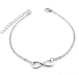 Gold Infinity Charm Anklets Bracelets With Classic 8 Foot Chain Barefoot Sandals Jewelry For Women Beach Pool Party Ankle Bracelet GB1692 LL