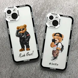 حالات الهاتف الخليوي Moda eSportes urso anjo olhos caso de telefone para o iphone 14 13 12 11 Pro Max Mini XS XR SE 7 8 Plus Capa Macia J230421