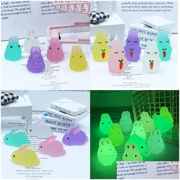 Kreative 3D Kaninchen Ostern Dekoration Leuchtende Schöne Handgemachte Diy Schlüssel Schnalle Mobile Kette Anhänger Großhandel Drop Lieferung Dhvmc