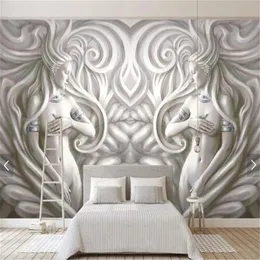 3D Tapete Europäische Geprägte Doppel Sexy Schönheit Wohnzimmer Schlafzimmer KücheHintergrund Wand Dekoration Malerei Wand Wallpapers250s