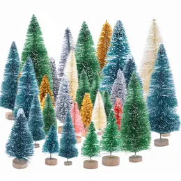 Noel Dekorasyonları 5 PCS 5CM-12.5cm Mini Noel Ağacı Altın Yeşil Küçük Çam Ağacı Sisal Masaüstü Yılı Xmas Parti Süsleri Navidad 231121