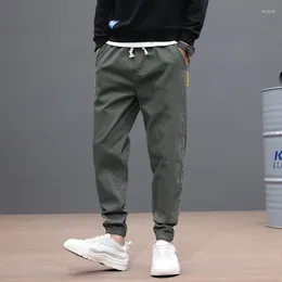 Jeans masculinos moda japonesa homens verde cáqui cinza preto solto ajuste casual calças de carga folga fundo hip hop corredores