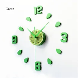 2018 New Lemon Green Design Sticker Eva 60cm Wall Clock Cloor لون كبير كبير ثلاثي الأبعاد DIY على مدار الساعة للمطبخ غرفة Y2306Y
