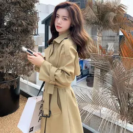 Women's Trench Coats Loose Coat 2023 Spring Autumn Korean Style Mid-length Fall Fashion Clothing Elegant Woman Trenchcoat Lined