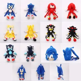 Wholesale cute Sonic 8 kinds of plush toy backpack students children gift shopping play backpack kid birthday Christmas gift room decoration