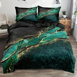 Conjuntos de cama Abstrato Mármore Impressão Duvet Cover Set 1/1/2 Fronha Macio Marmoreado Dourado para Quarto Dormitório 231122