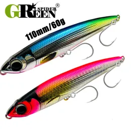 Baits Lures GRS Pencil Fishing Lure Sinking 110mm 60g Big Game Artificial Hard Bait 5X Hook for GT Tuna Sea Fishing Lures 230421