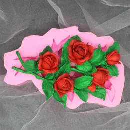 Baking Moulds 3D Big Rose Flower Bouquet Fondant Silicone Mold Valentine's Day DIY Chocolate Baking Decorative Candle Soap Epoxy Plaster Tool 230421