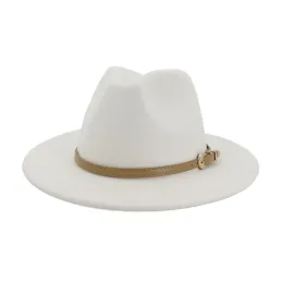 2020 outono inverno mulheres homens lã feltro chapéu panamá jazz fedora bowler chapéus fivela de cinto decoração aba plana cowboy trilby chapéu zz