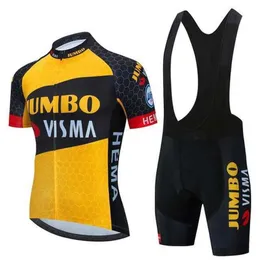 Setler Jumbo Visma Bike Jersey Set Takımı Harika Giyim Yaz Kısa Kol Bisiklet Takımı Erkekler Üst ve Alt Önlük Şortu Kit 296u