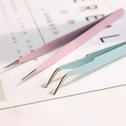 Drinking Straws Nail Art Shaping Tweezers Stainless Steel Clip Macaron UV Gel Tips C Curve Rhinestone Pinchers Manicure Tool